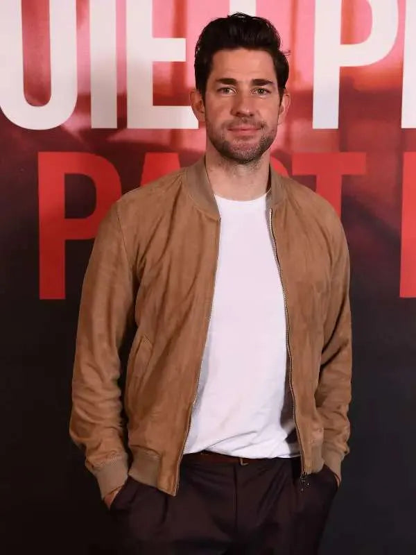 Shop John Krasinski A Quiet Place Part II Bomber Leather Jacket
