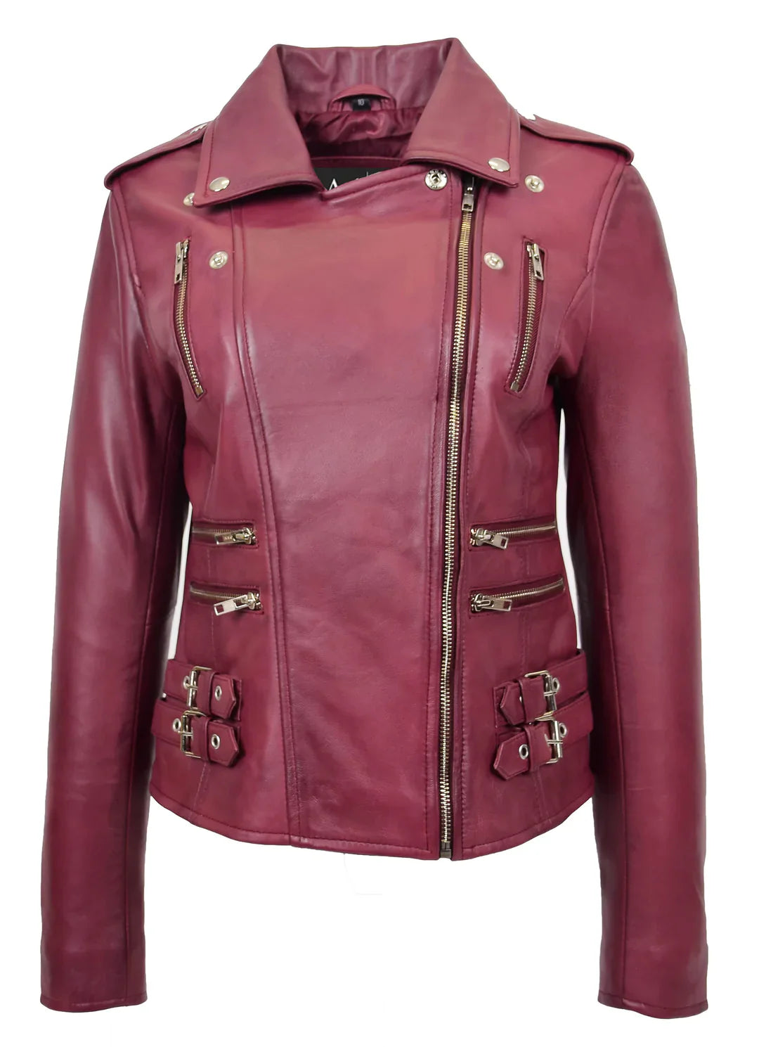 Shop WOMENS TRENDY BIKER LEATHER JACKET BEYONCE BURGUNDY