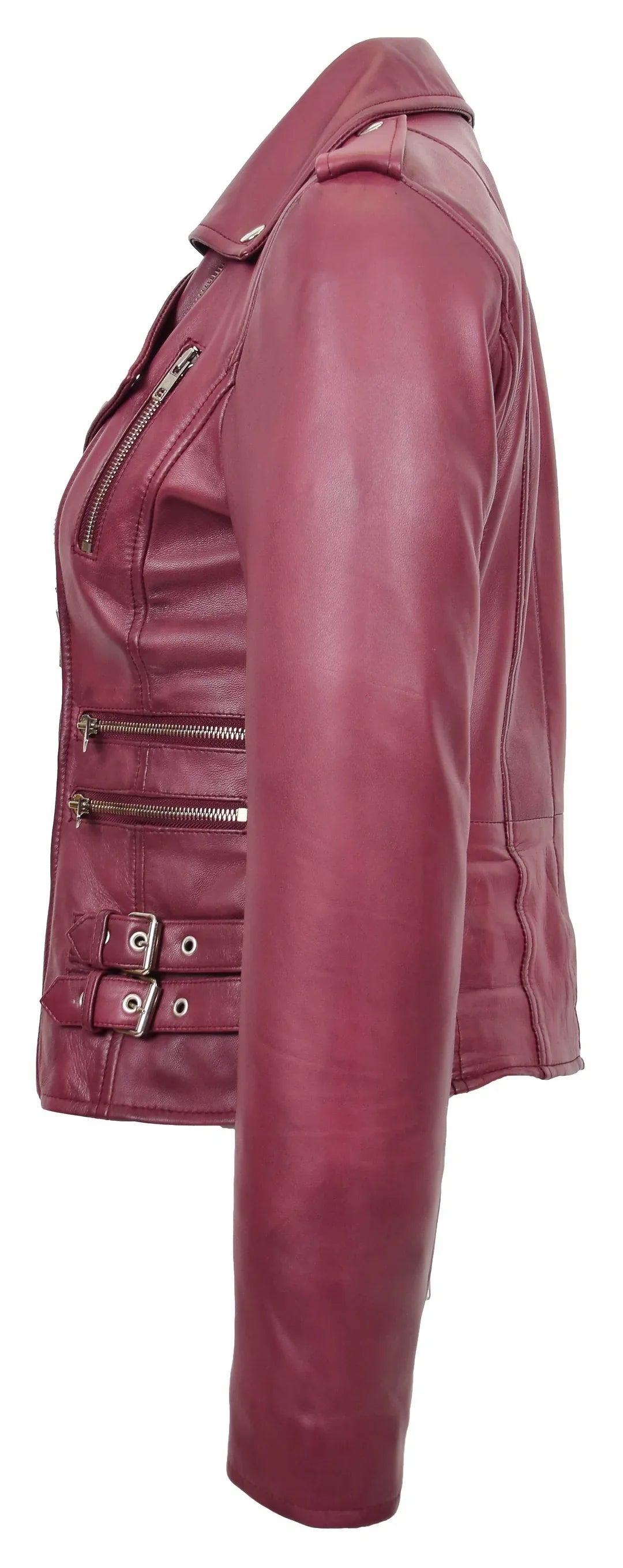 Shop WOMENS TRENDY BIKER LEATHER JACKET BEYONCE BURGUNDY