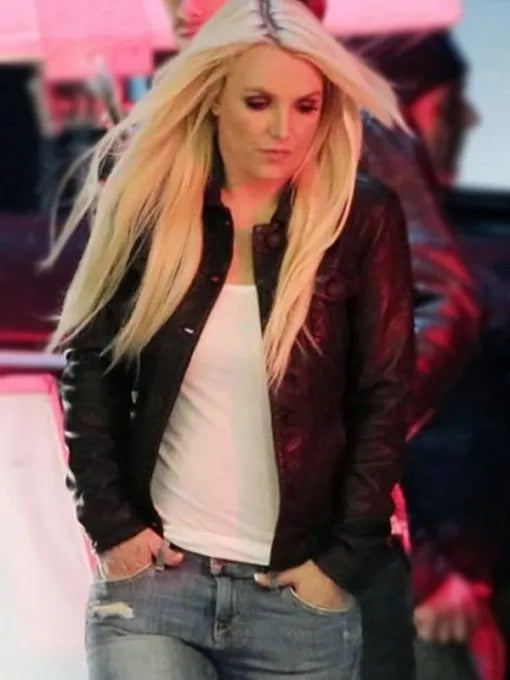 Shop Britney Spears Black Leather Jacket