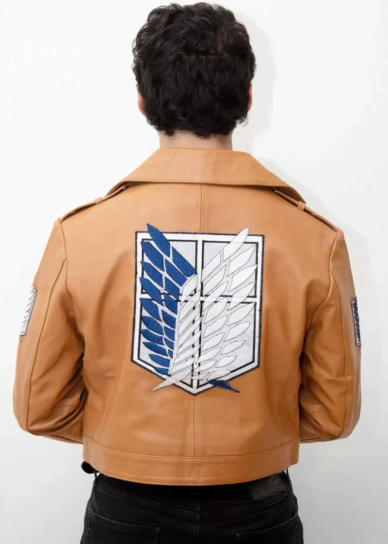 Shop Mens Attack on Titan Brown Leather Jacket