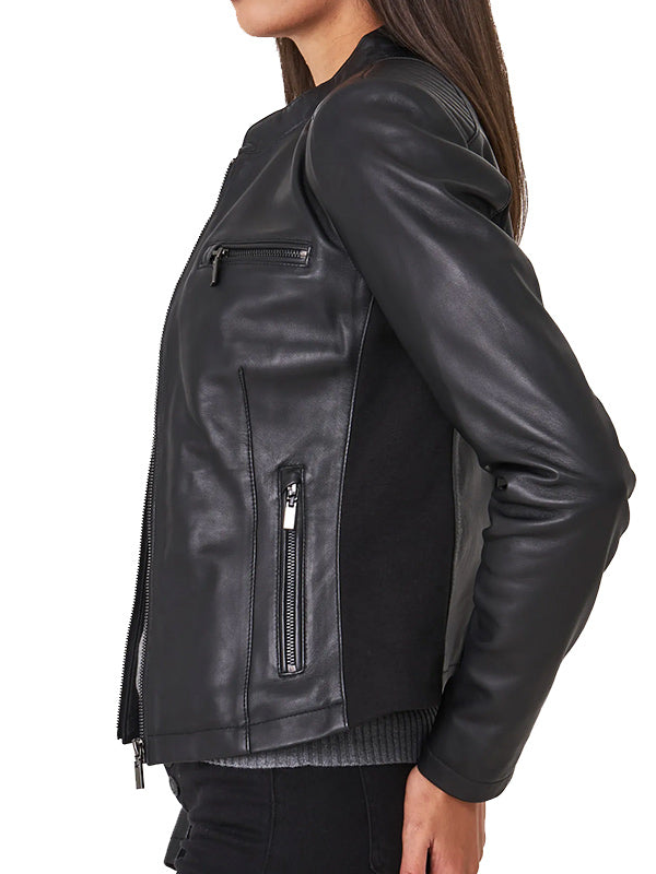 Shop BLACK LEATHER BIKER JACKET WOMENS