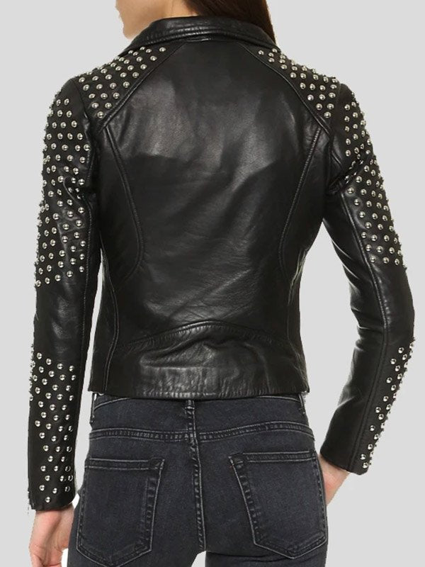 Shop WOMENS STUDDED BLACK LEATHER MOTORCYCLE JACKET