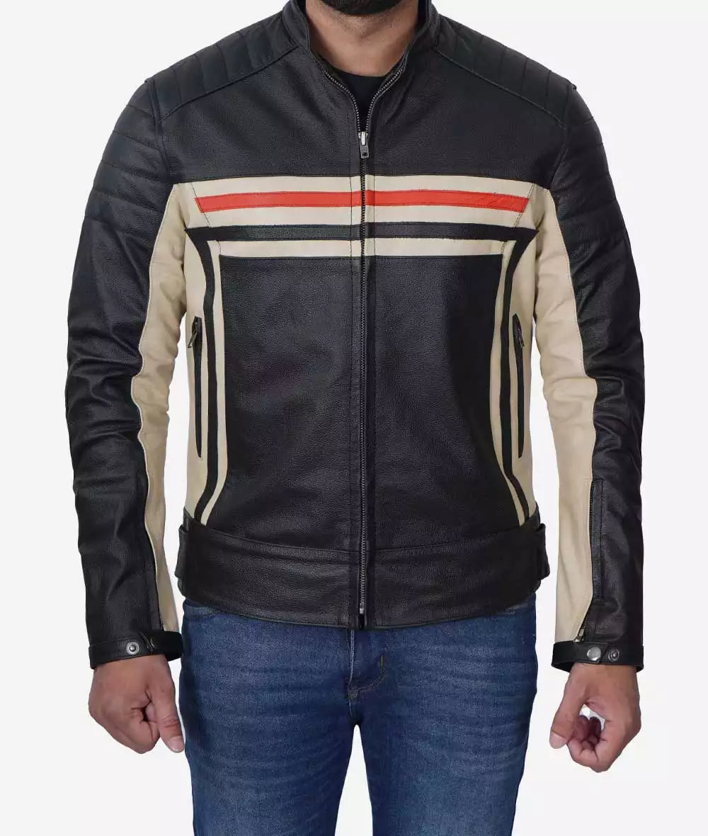 Shop Mens Black Cafe Racer Style Leather Jacket