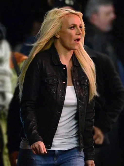 Shop Britney Spears Black Leather Jacket