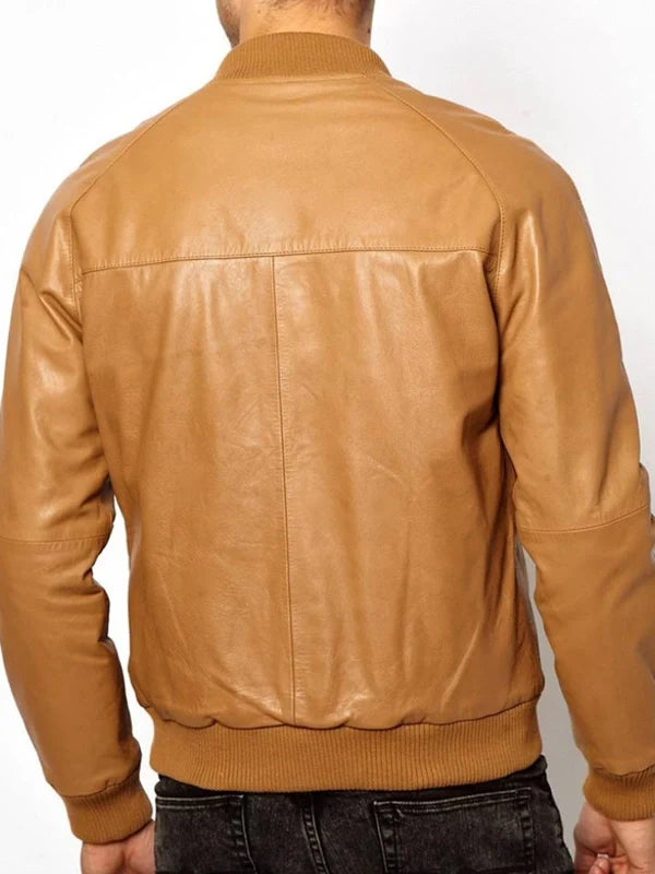 Shop CASUAL TAN BROWN BOMBER JACKET BY TJS