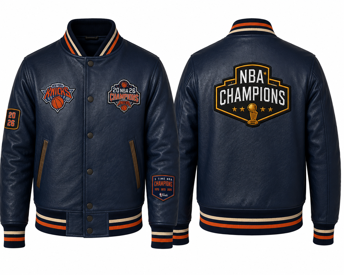 Shop 2026 Champions New York Knicks Navy Blue Leather