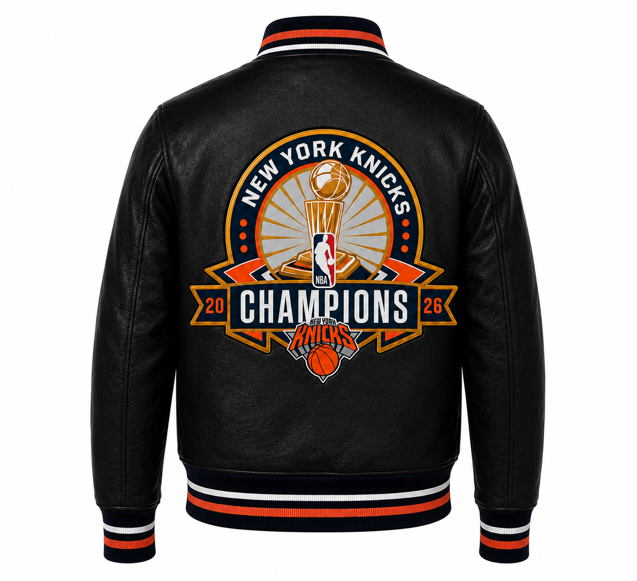 Shop 2026 Championship New York Knick  Black Leather Jacket