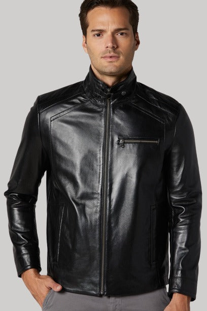Shop Bernie Classic Black Leather Jacket Men