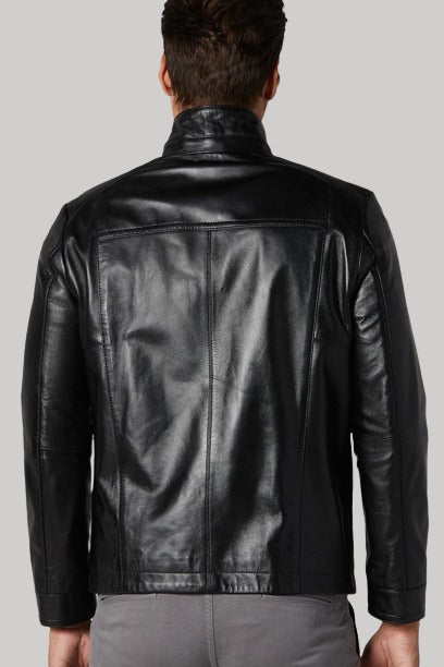 Shop Bernie Classic Black Leather Jacket Men