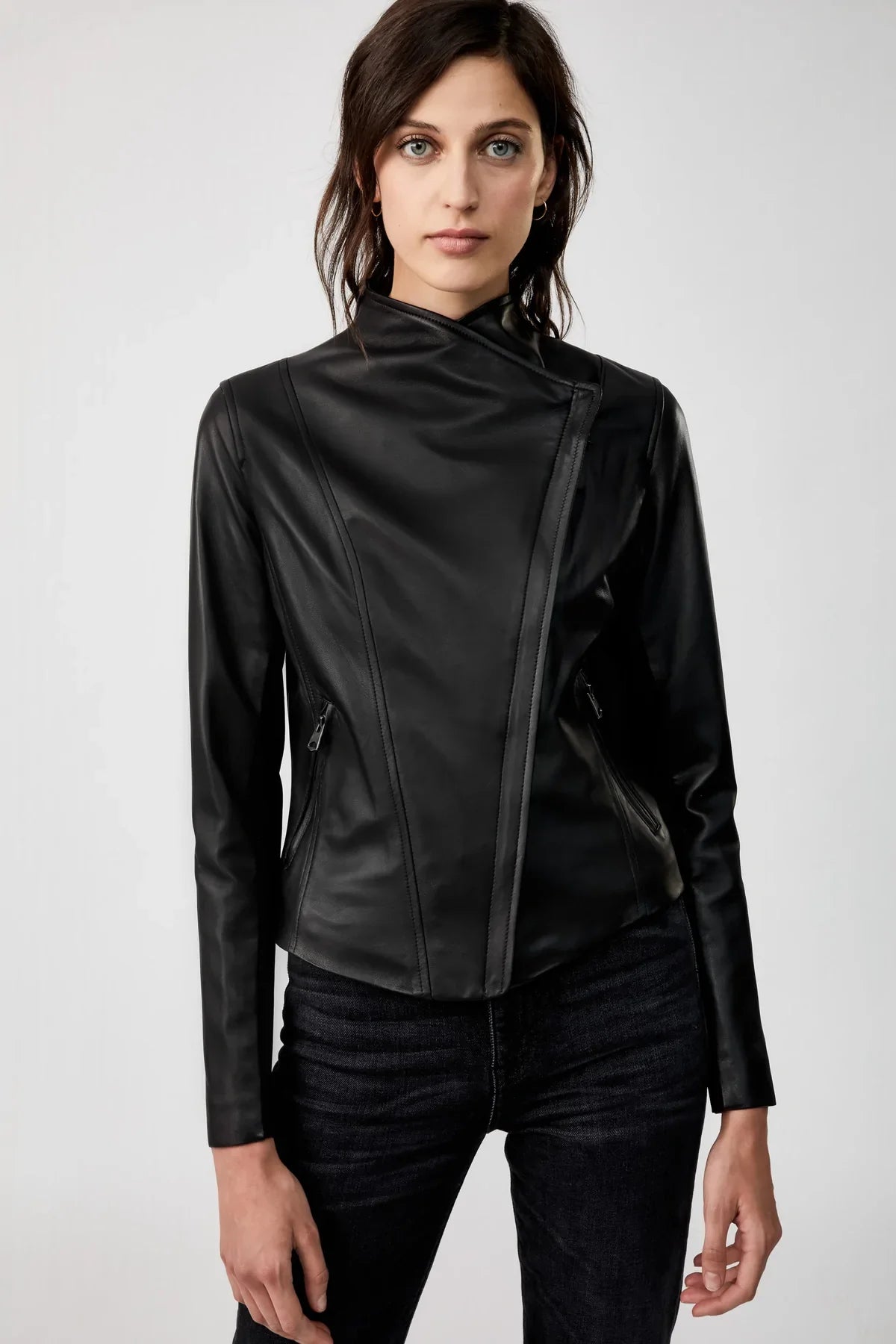 Shop Women Dinah Black Leather Jacket