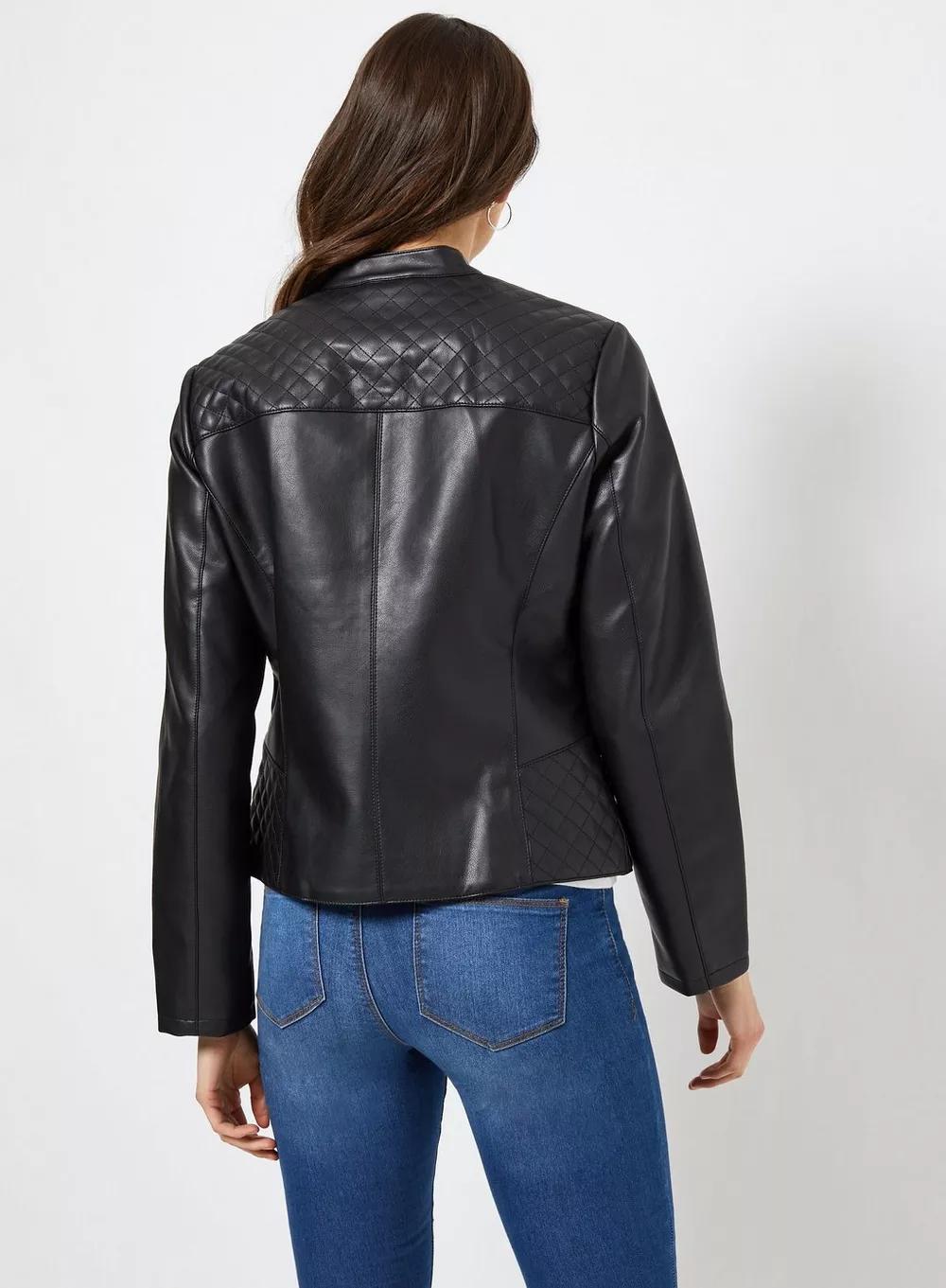 Shop Plain Stylish Black Trending Bomber Leather Jacket For Women