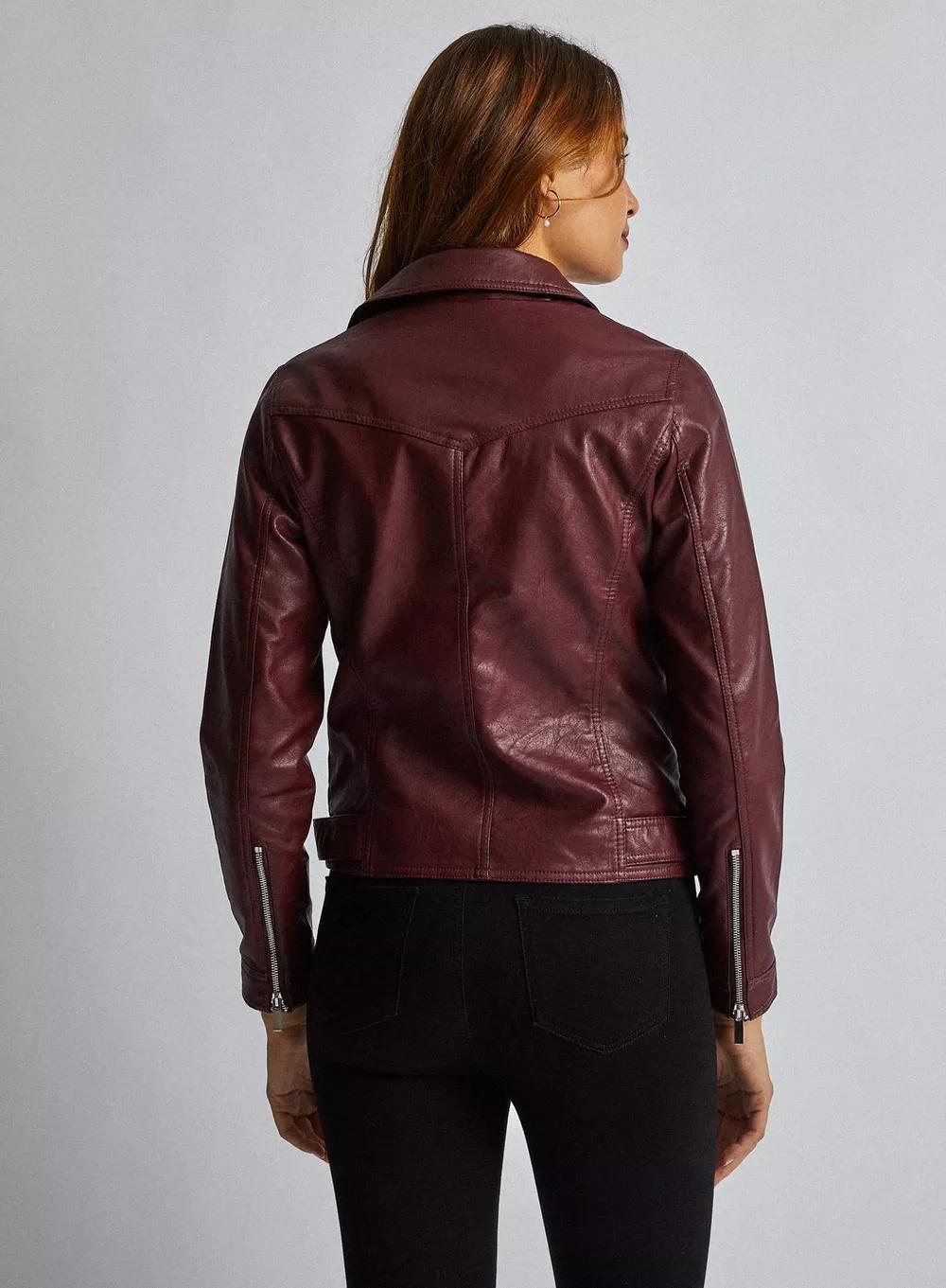 Shop Women Biker Short Leather Jacket