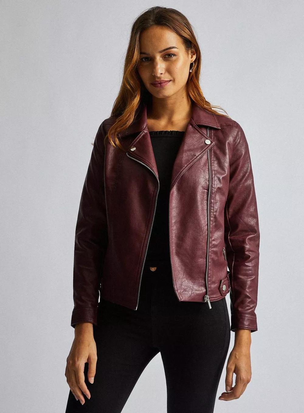 Shop Women Biker Short Leather Jacket