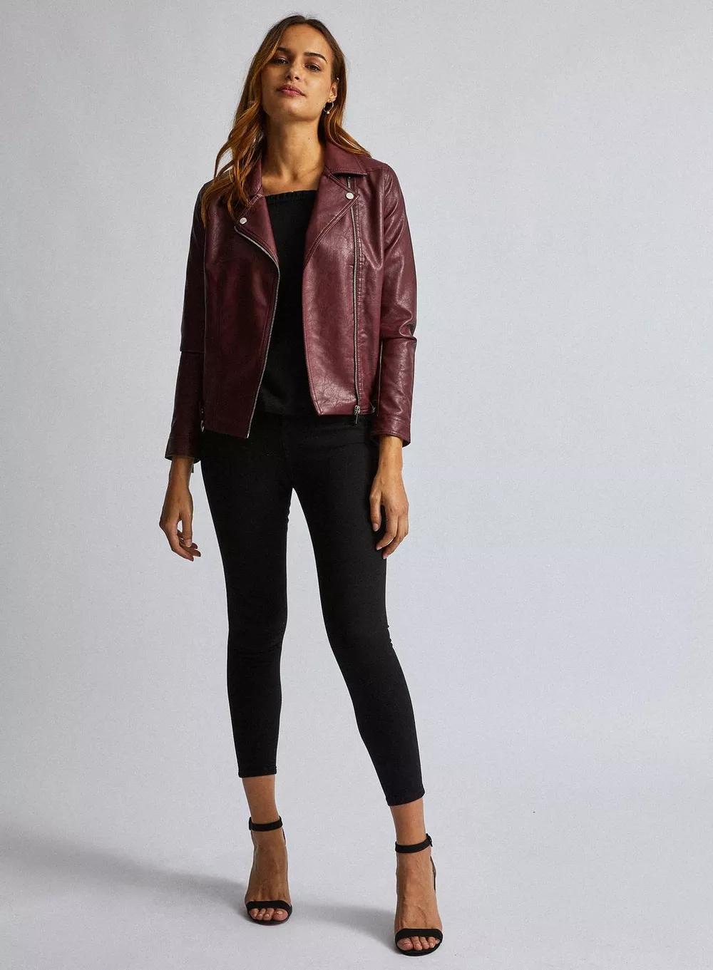 Shop Women Biker Short Leather Jacket