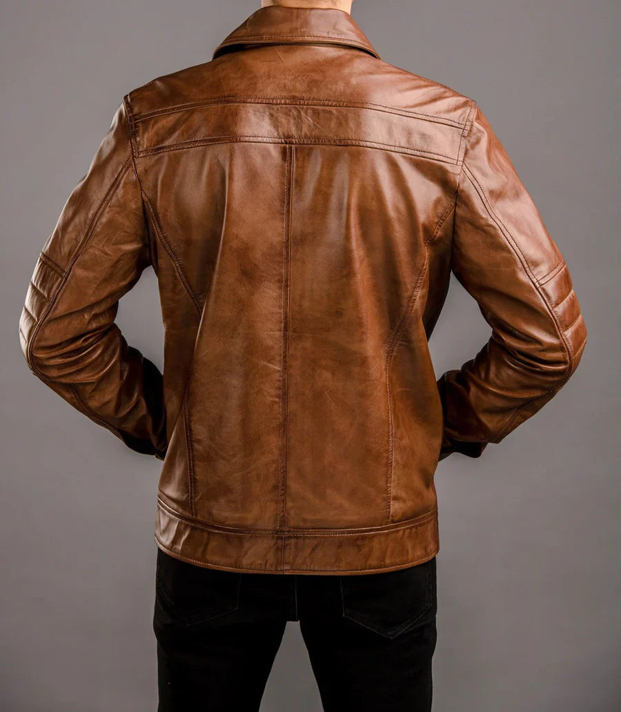 Shop Stylish Brown Racer Leather Jacket for Men by The Jacket Seller
