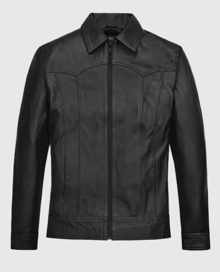 Shop David Beckham Black Leather Jacket