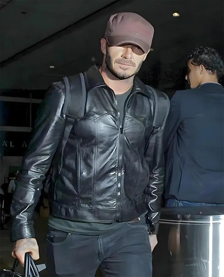 Shop David Beckham Black Leather Jacket