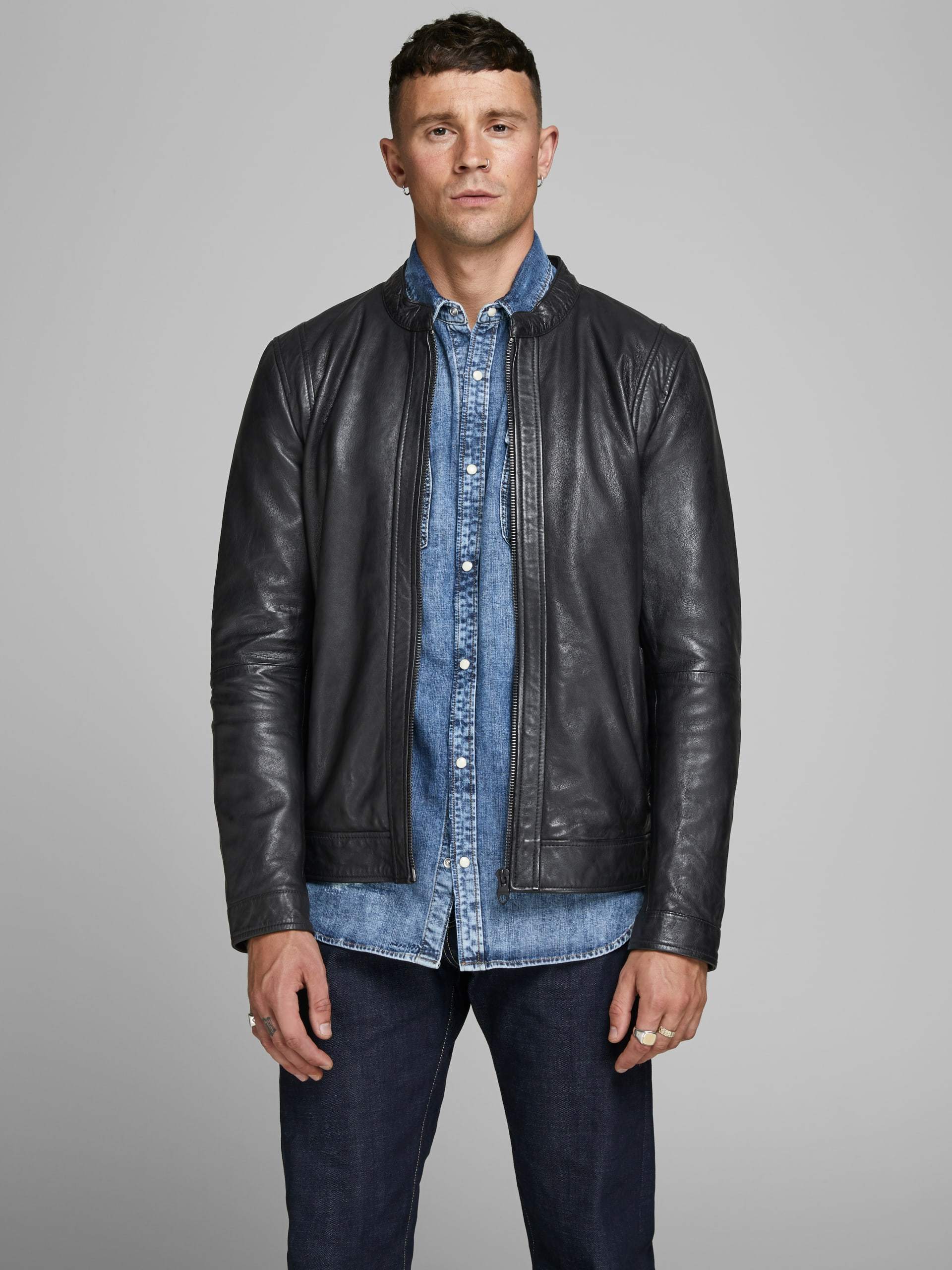 Shop Incredible Plain Round-Neck Black Decant Jacket For Men by TJS