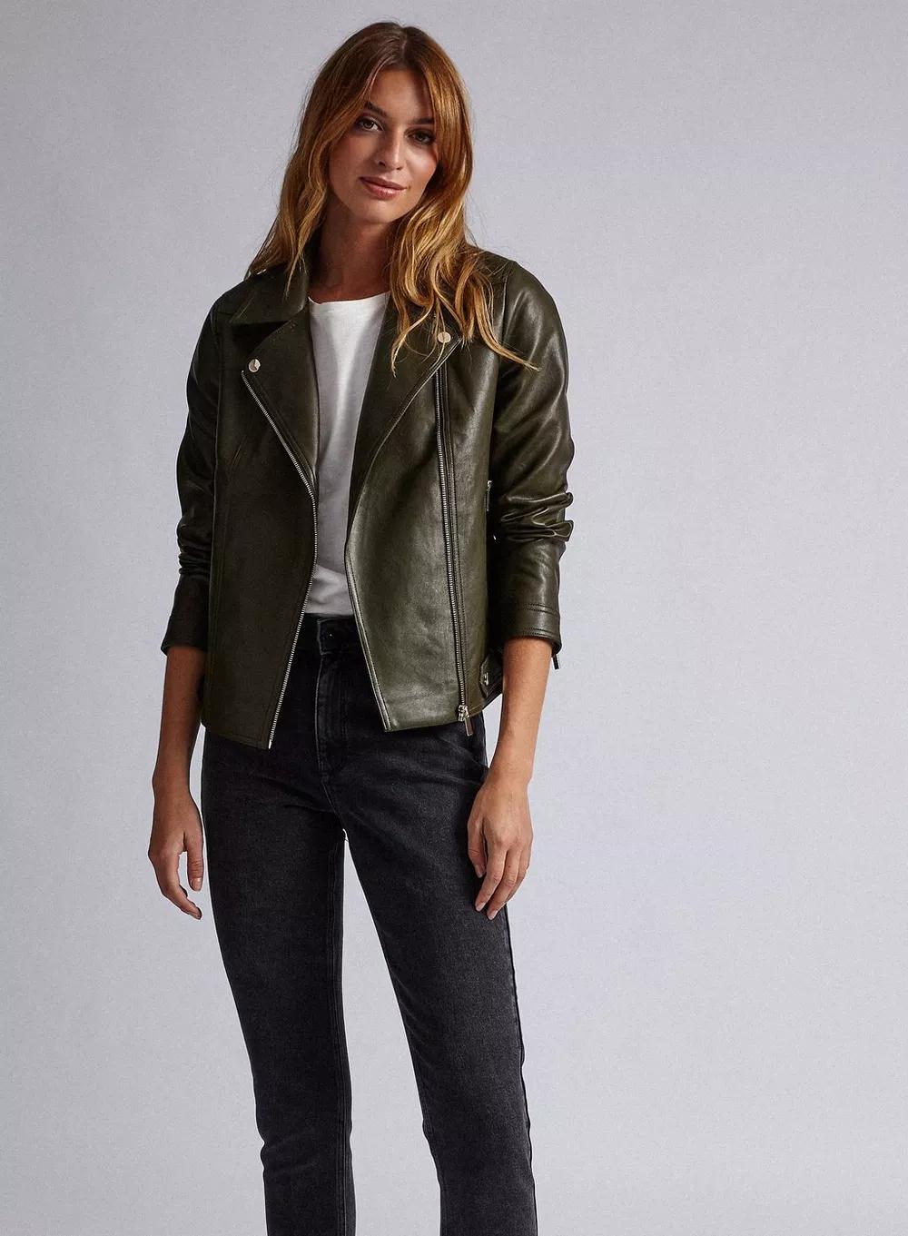 Shop Classic Biker Leather Jacket for Women