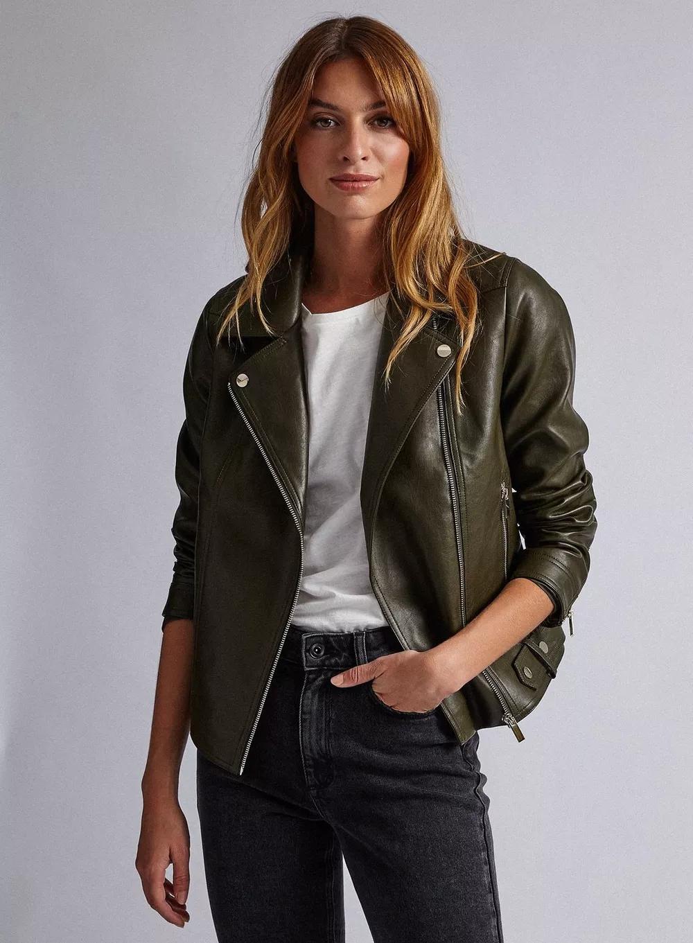 Shop Classic Biker Leather Jacket for Women