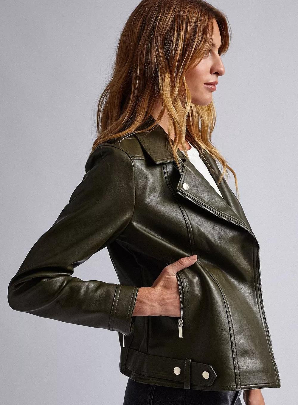 Shop Classic Biker Leather Jacket for Women