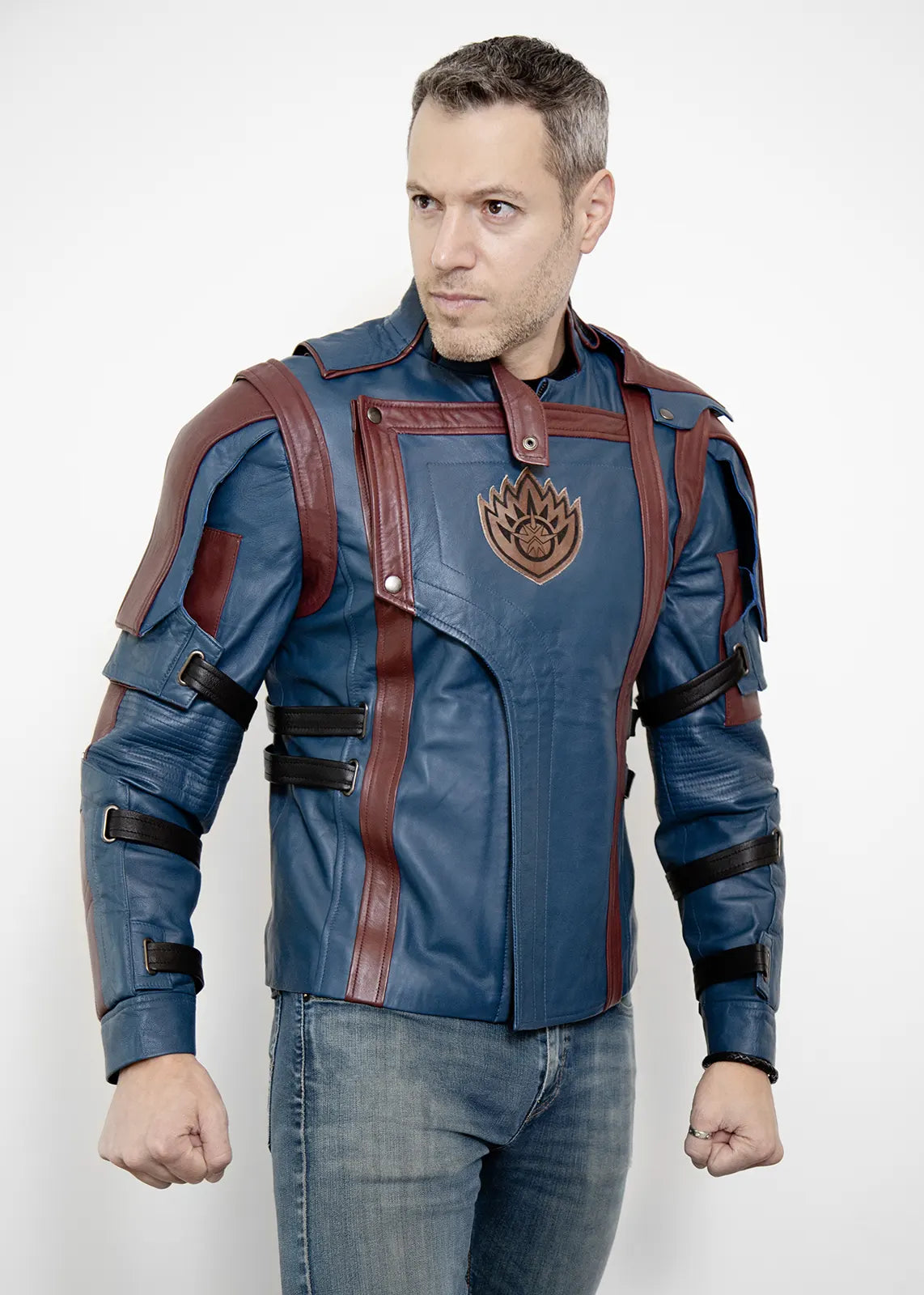 Mens Galaxy Blue Outlaw Leather Jacket