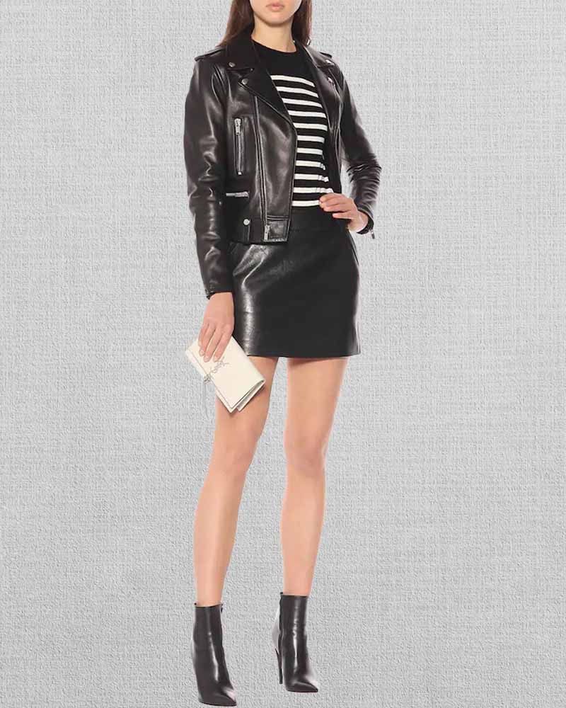 Shop Premium Women Black Biker Leather Jacket