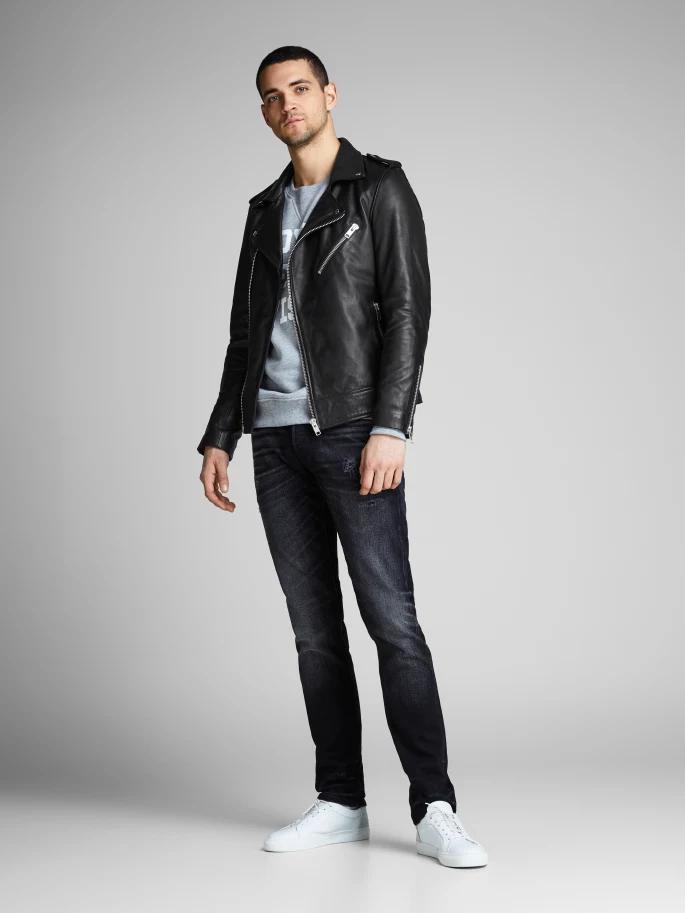 Shop Best Shiny Black Biker Stylish Leather Jacket For Men by TJS