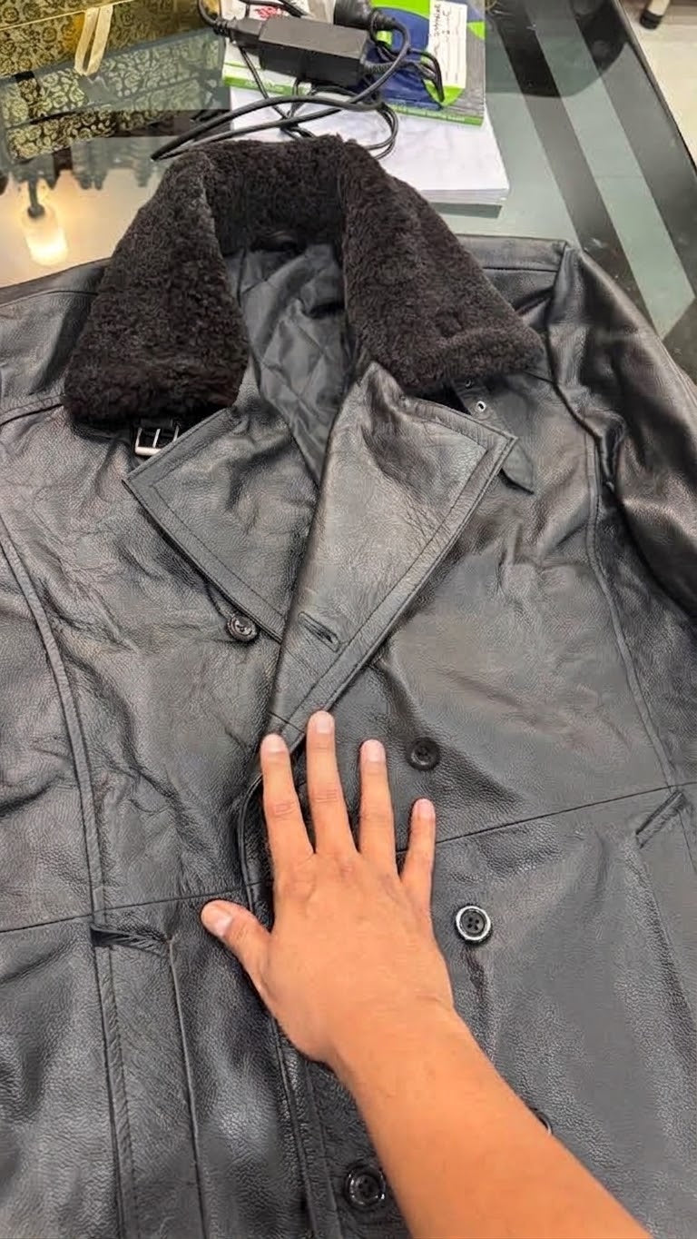 Leon S Kennedy Evil Leather Jacket Resident 9 Requiem - Handmade shearling Fur Collar