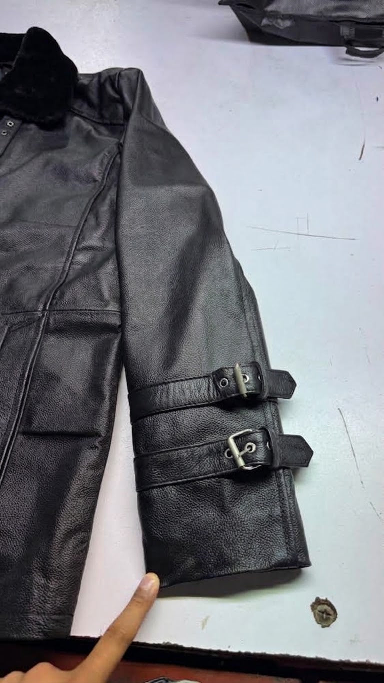 Leon S Kennedy Evil Leather Jacket Resident 9 Requiem - Handmade shearling Fur Collar