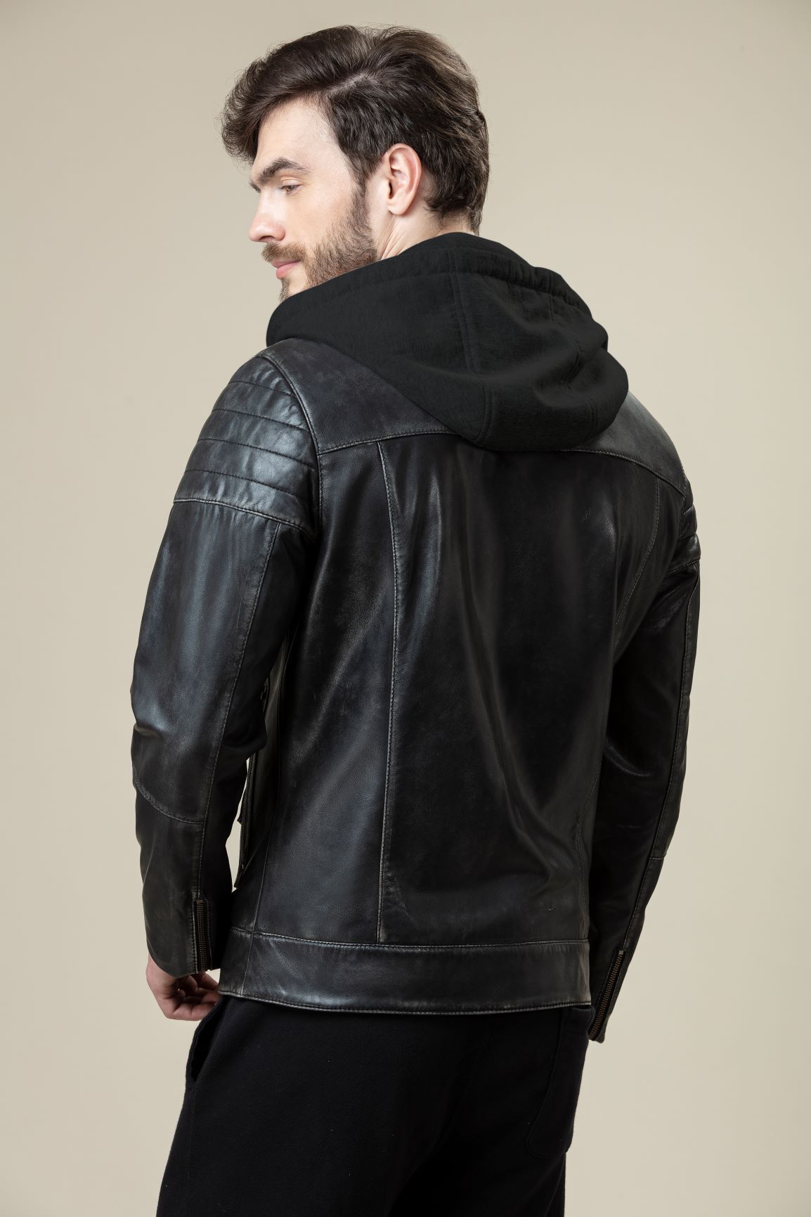 Shop Hoodie Bomber Fit Decant Leather Jacket