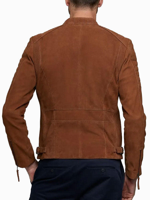 Shop MEN’S EXPRESS GENUINE SUEDE BIKER LEATHER JACKET BY TJS