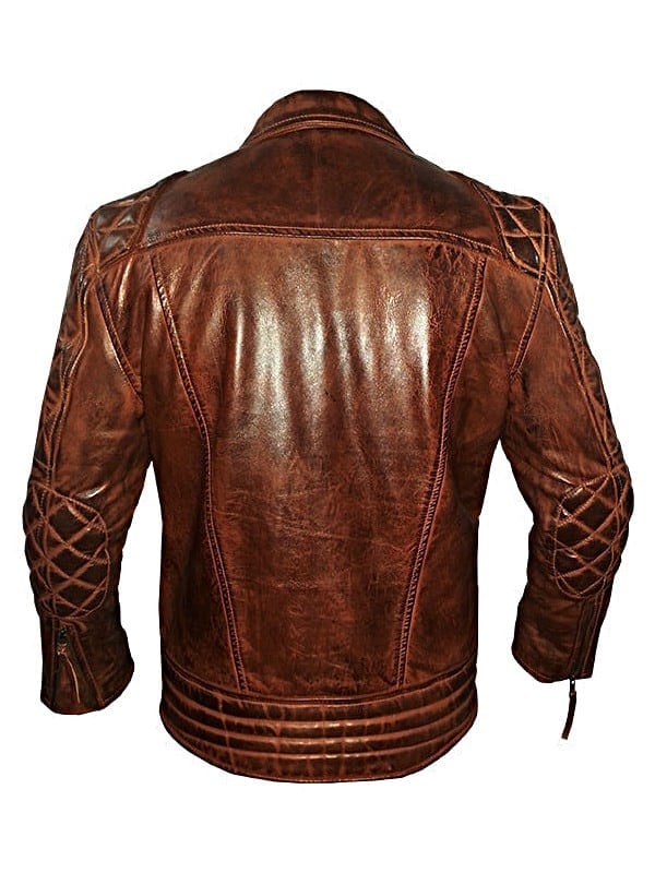 Shop Mens Diamond Quilted Vintage Leather Biker Jacket