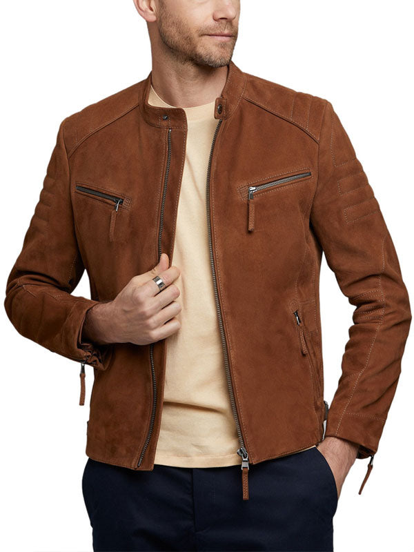 Shop MEN’S EXPRESS GENUINE SUEDE BIKER LEATHER JACKET BY TJS