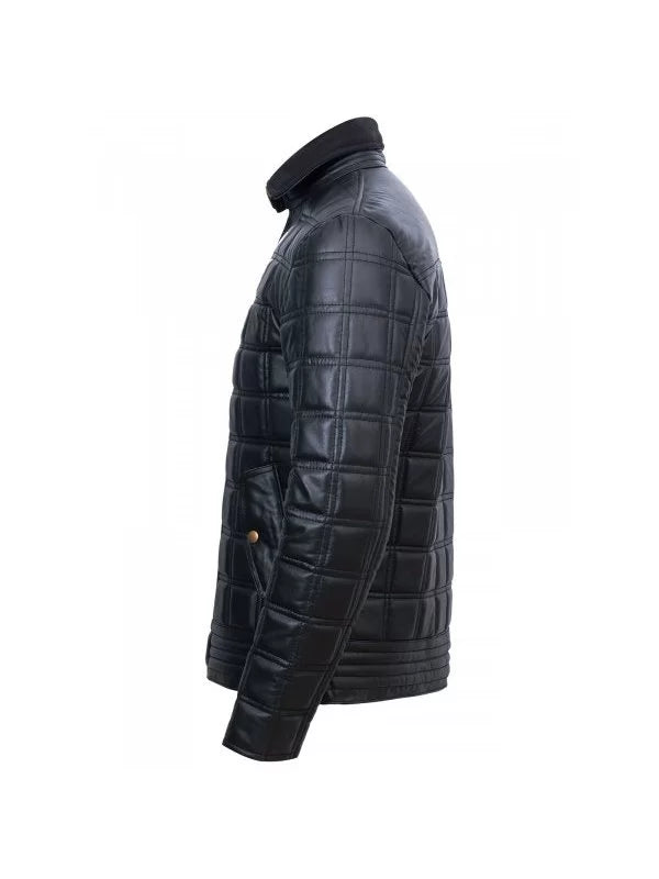 Shop Men’s Block Quilted Leather Jacket