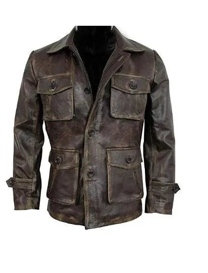 Shop MEN STYLISH CAFE RACER BIKER DISTRESSED LEATHER BROWN JACKET