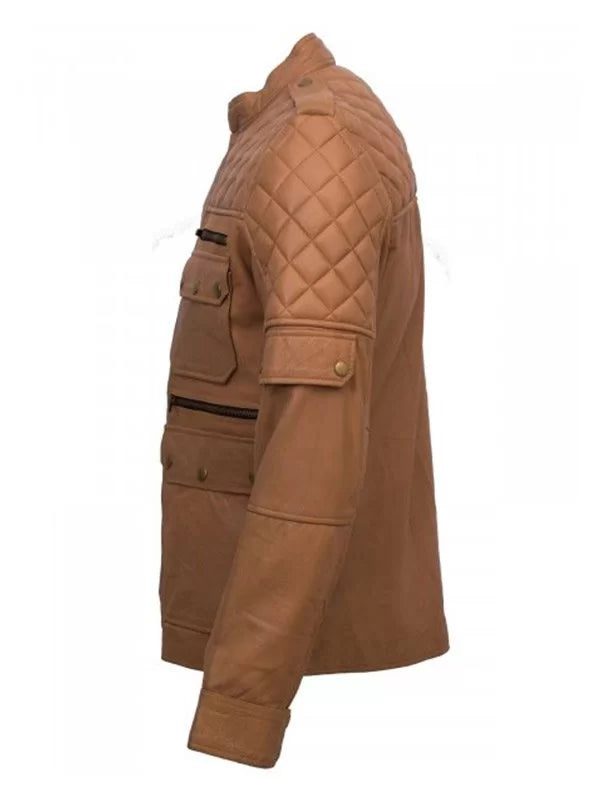 Shop Men’s Quilted Style Tan Sheepskin Jacket