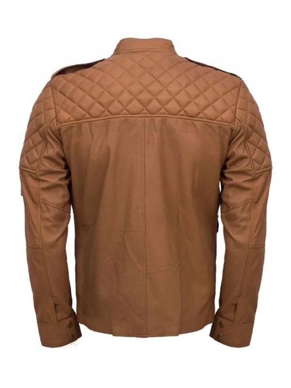 Shop Men’s Quilted Style Tan Sheepskin Jacket