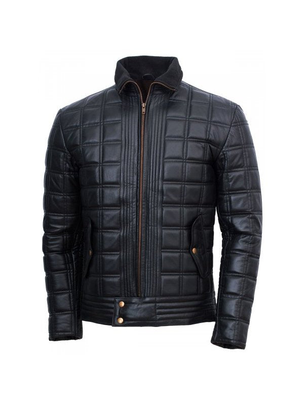 Shop MEN’S TRIMMED QUILTED LEATHER JACKET BY TJS
