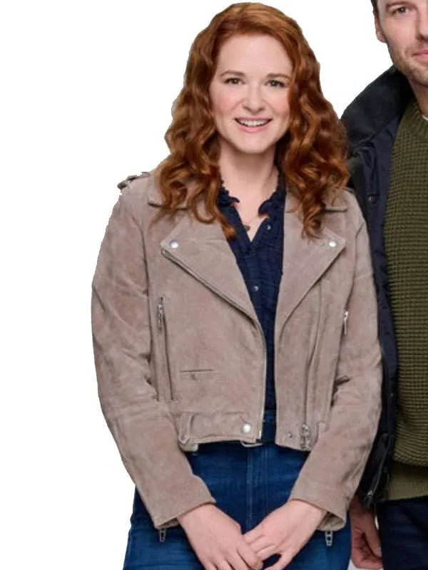 Shop Sarah Drew Mistletoe Murders Suede Leather Jacket