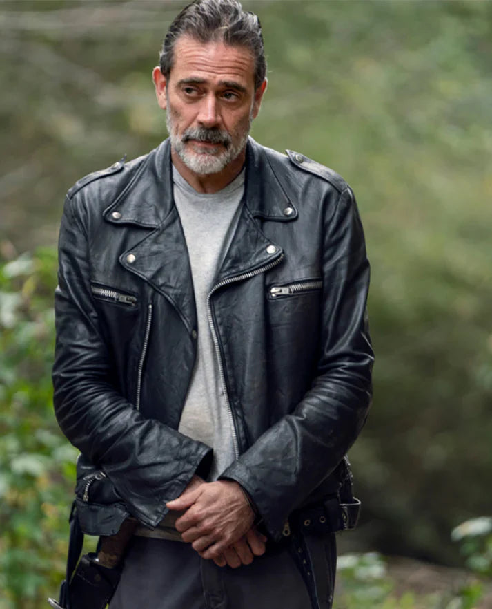 Shop Negan Walking Dead Black Biker Leather Jacket