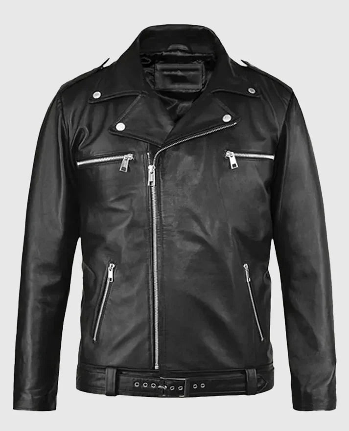 Shop Negan Walking Dead Black Biker Leather Jacket