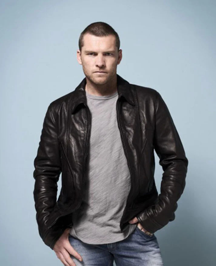 Shop Sam Worthington Simulant Leather Jacket