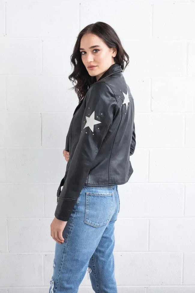 Shop UNIQUE STYLE STAR LEATHER JACKET