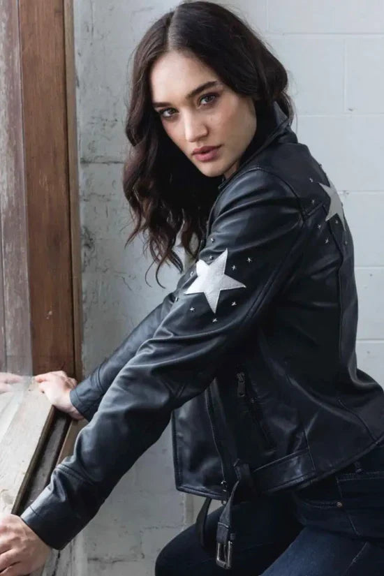 Shop UNIQUE STYLE STAR LEATHER JACKET