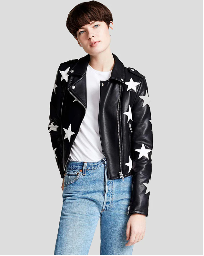 Shop MULTI STARS LEATHER JACKET FOR WOMEN AND MEN