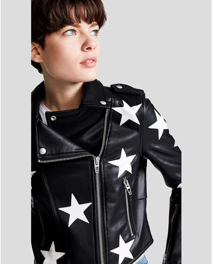 Shop MULTI STARS LEATHER JACKET FOR WOMEN AND MEN