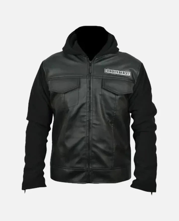 Shop Sons Of Anarchy Black Leather Jacket with Hoodie