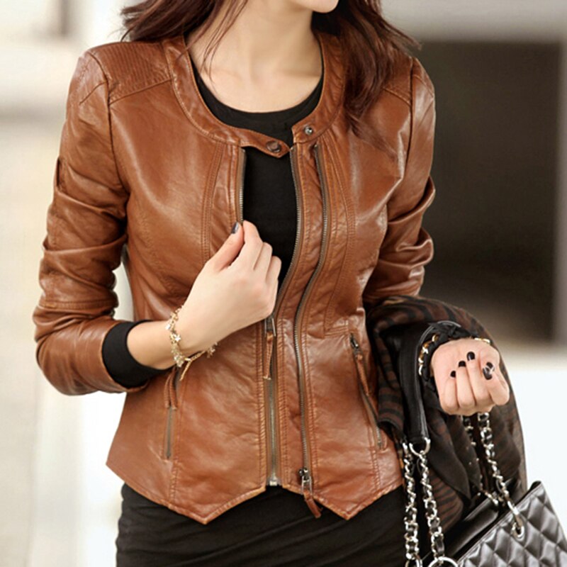 Shop Spring and Autumn Short Real Leather Jacket Women Sheepskin Genuine Leather Motorcycle Jacket